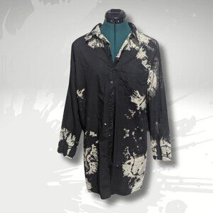 Hand Discharge Dyed Oversized Shirt Dress sz XS
